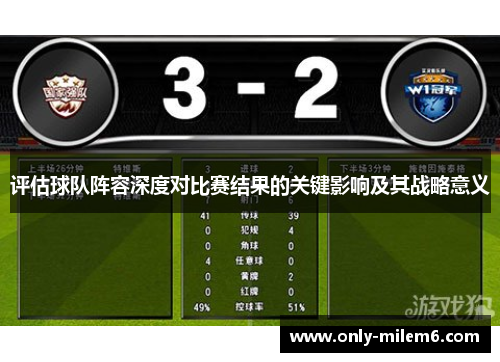 评估球队阵容深度对比赛结果的关键影响及其战略意义