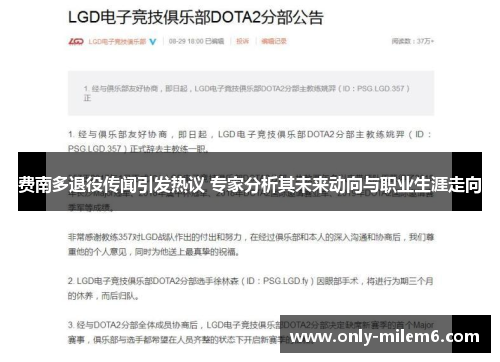 费南多退役传闻引发热议 专家分析其未来动向与职业生涯走向